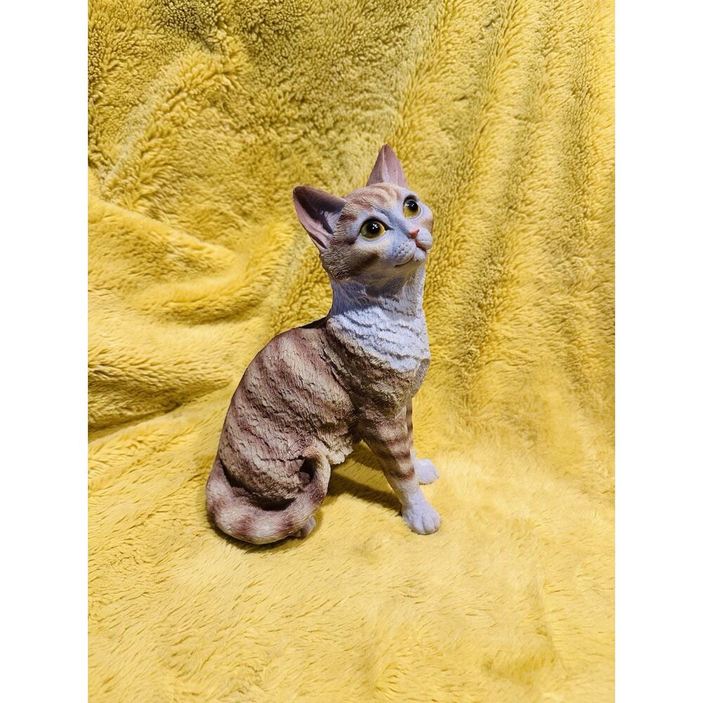 Playful Sitting Pose Tabby Orange Cat Purr-fect Kitten Statue Garden Sculpture